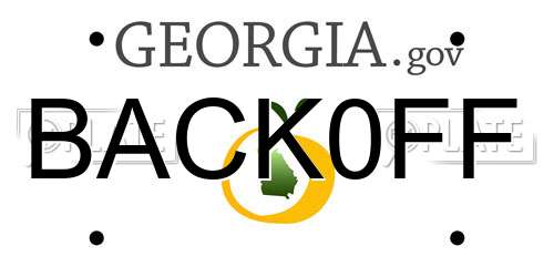 BACK0FF Georgia License Plate