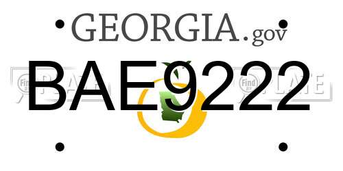 BAE9222 Georgia License Plate