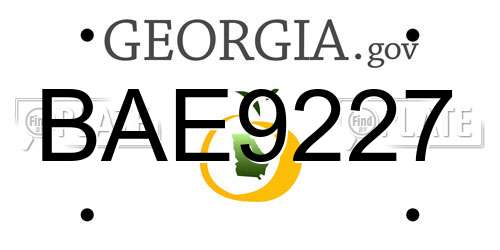 BAE9227 Georgia License Plate