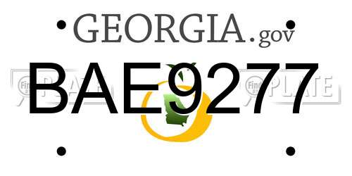 BAE9277 Georgia License Plate