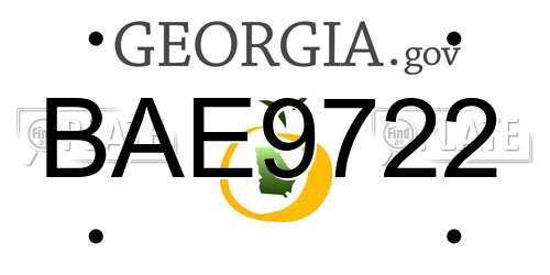 BAE9722 Georgia License Plate