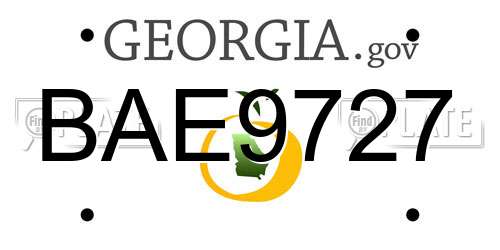 BAE9727 Georgia License Plate