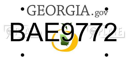 BAE9772 Georgia License Plate