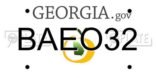 BAEO32 Georgia License Plate