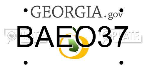 BAEO37 Georgia License Plate