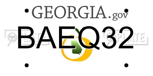 BAEQ32 Georgia License Plate