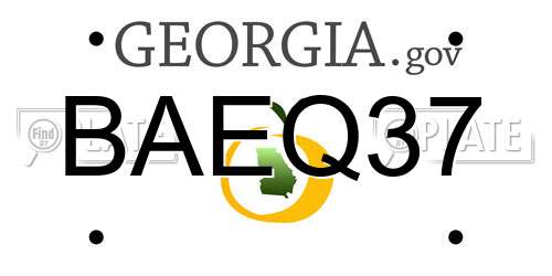 BAEQ37 Georgia License Plate