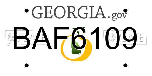 BAF6109 Georgia License Plate