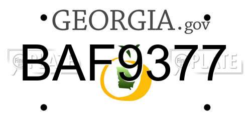 BAF9377 Georgia License Plate