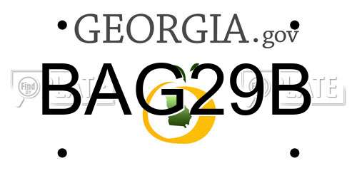 BAG29B Georgia License Plate