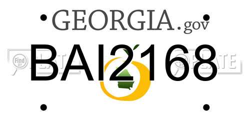 BAI2168 Georgia License Plate