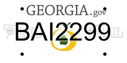BAI2299 Georgia License Plate