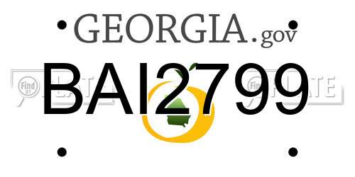 BAI2799 Georgia License Plate