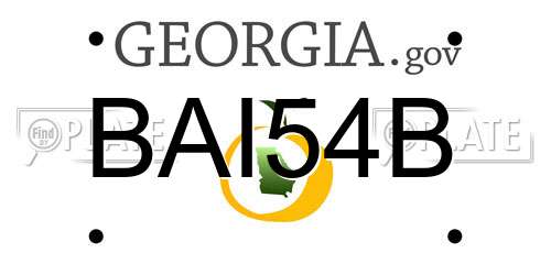 BAI54B Georgia License Plate