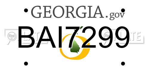 BAI7299 Georgia License Plate