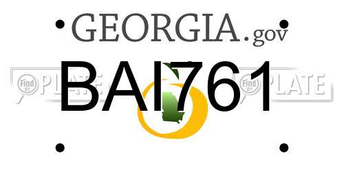 BAI761 Georgia License Plate