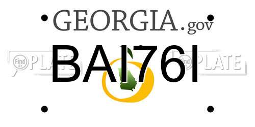 BAI76I Georgia License Plate