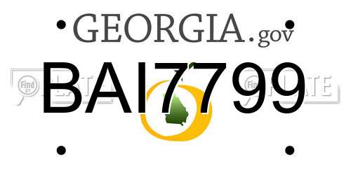 BAI7799 Georgia License Plate
