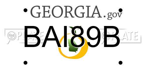 BAI89B Georgia License Plate