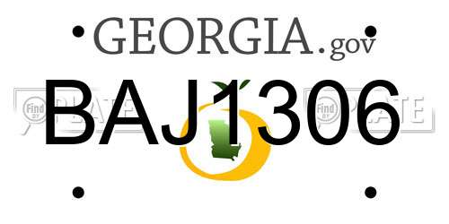 BAJ1306 Georgia License Plate