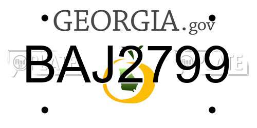 BAJ2799 Georgia License Plate