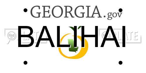 BALIHAI Georgia License Plate