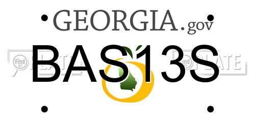 BAS13S Georgia License Plate
