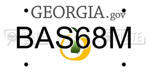 BAS68M Georgia License Plate