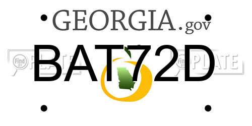 BAT72D Georgia License Plate