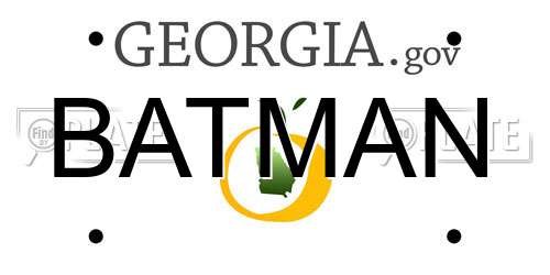 BATMAN Georgia License Plate