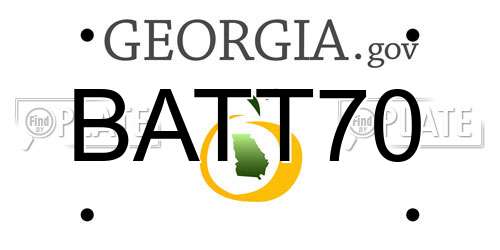 BATT70 Georgia License Plate