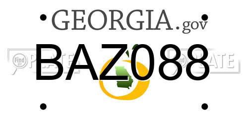 BAZ088 Georgia License Plate