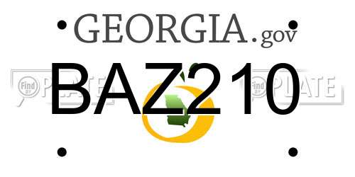 BAZ210 Georgia License Plate