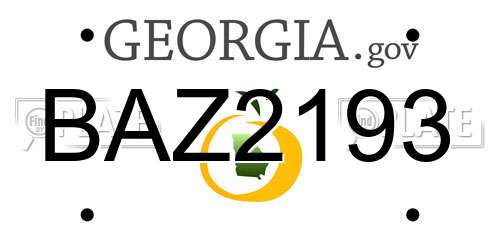 BAZ2193 Georgia License Plate