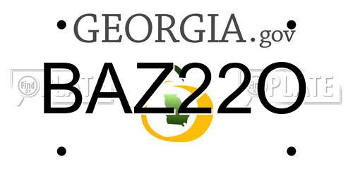 BAZ22O Georgia License Plate