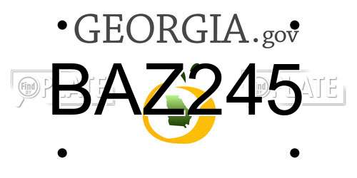 BAZ245 Georgia License Plate