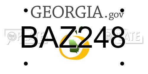 BAZ248 Georgia License Plate