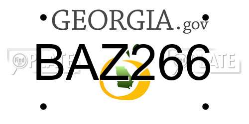 BAZ266 Georgia License Plate