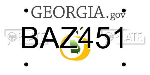 BAZ451 Georgia License Plate