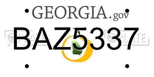BAZ5337 Georgia License Plate