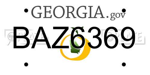 BAZ6369 Georgia License Plate