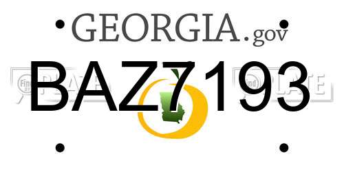 BAZ7193 Georgia License Plate