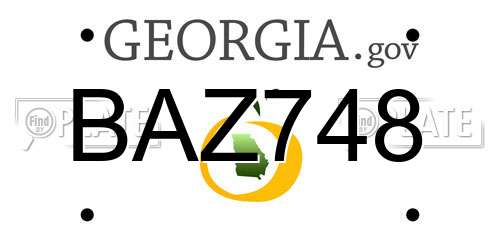 BAZ748 Georgia License Plate