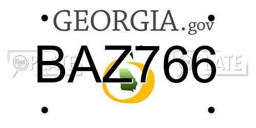 BAZ766 Georgia License Plate