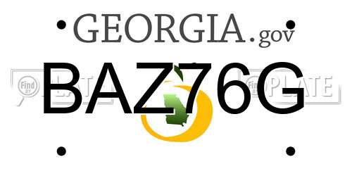 BAZ76G Georgia License Plate