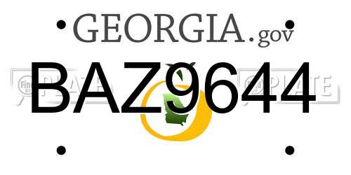 BAZ9644 Georgia License Plate