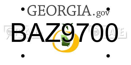 BAZ9700 Georgia License Plate