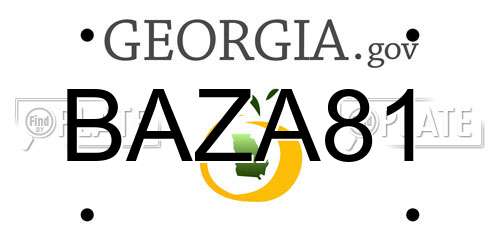 BAZA81 Georgia License Plate