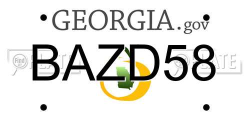 BAZD58 Georgia License Plate