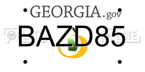 BAZD85 Georgia License Plate